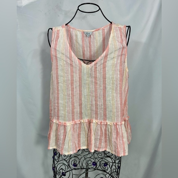 Rails Mira pink peplum linen blouse size XS - Picture 2 of 10